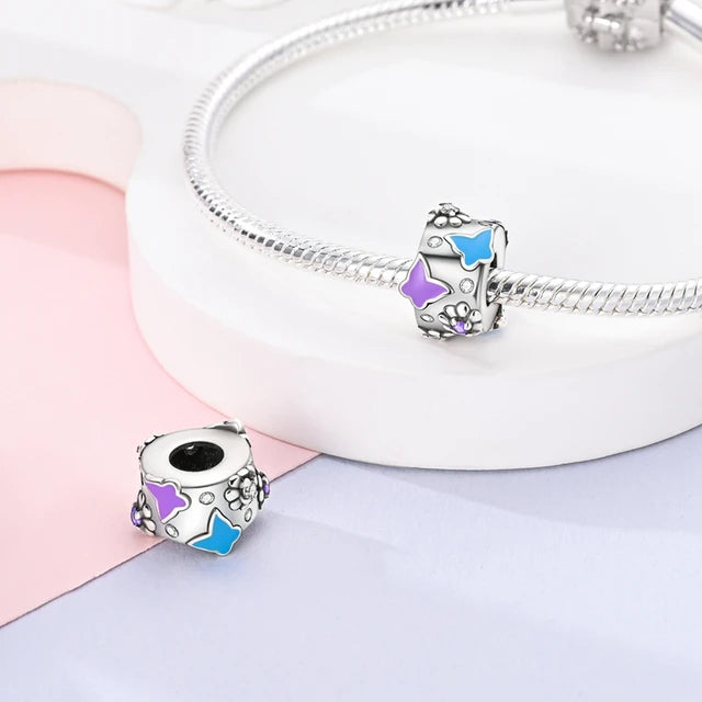 Charm Abalorio Mariposas y Flores