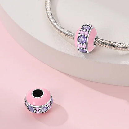 Charm Abalorio con Brillos Rosas
