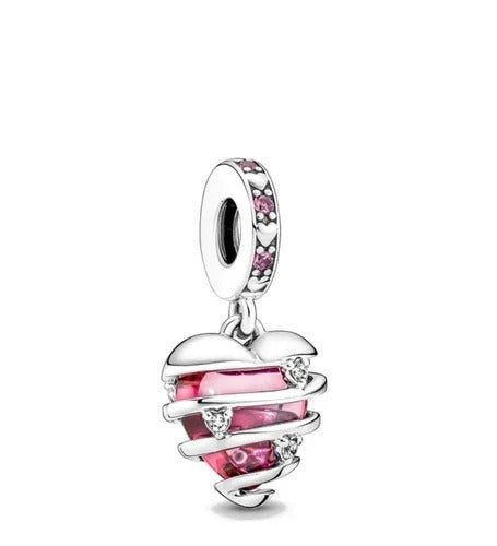 Charm Corazón Rosa Entre Lazos