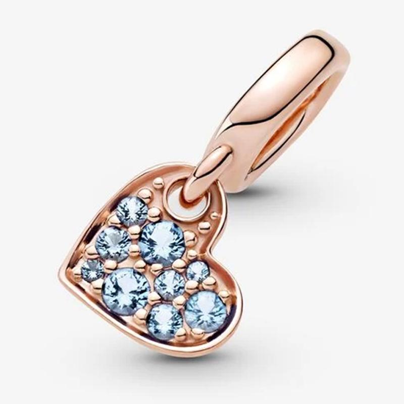 Charm Corazon Rosa Dorado y Diamantes