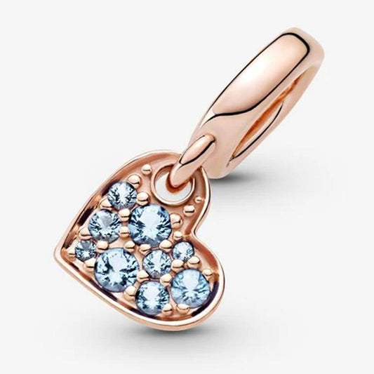 Charm Coraz√≥n Rosa Dorado y Diamantes