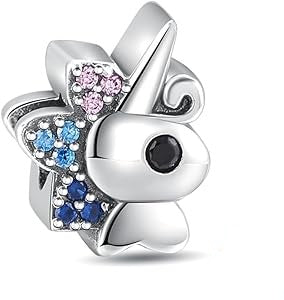 Charm Unicornio Plata con Brillantitos