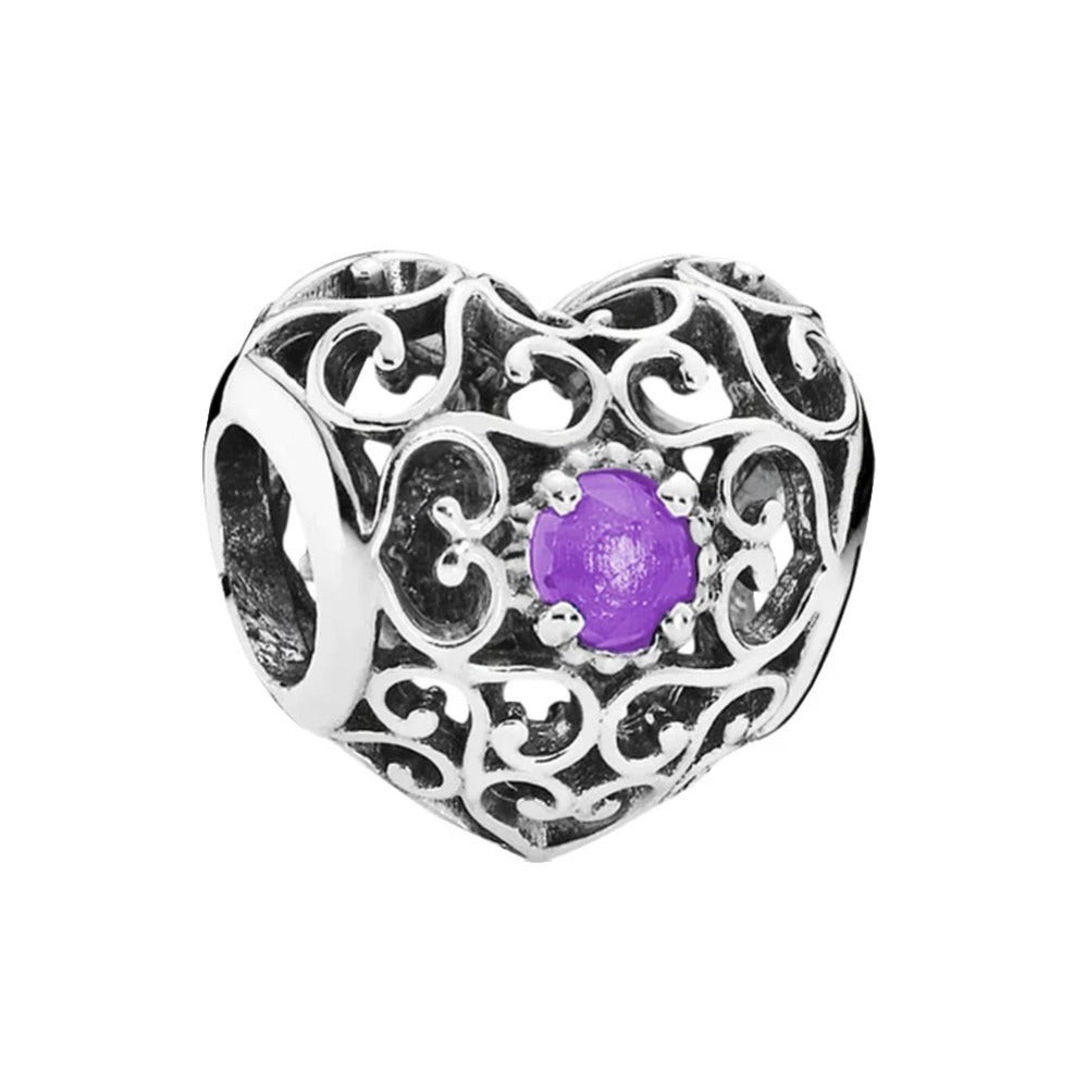 Charm Corazón Gema Morada