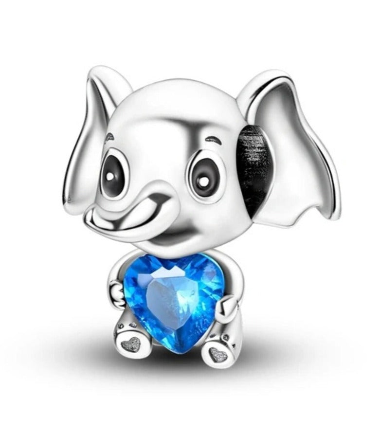 Charm Elefante con Gema Azul