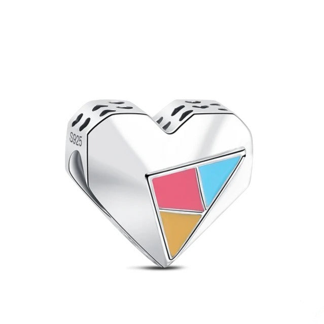 Charm Corazon Colorido y Plata