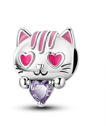 Charm Gatito Enamorado y Corazon Morado