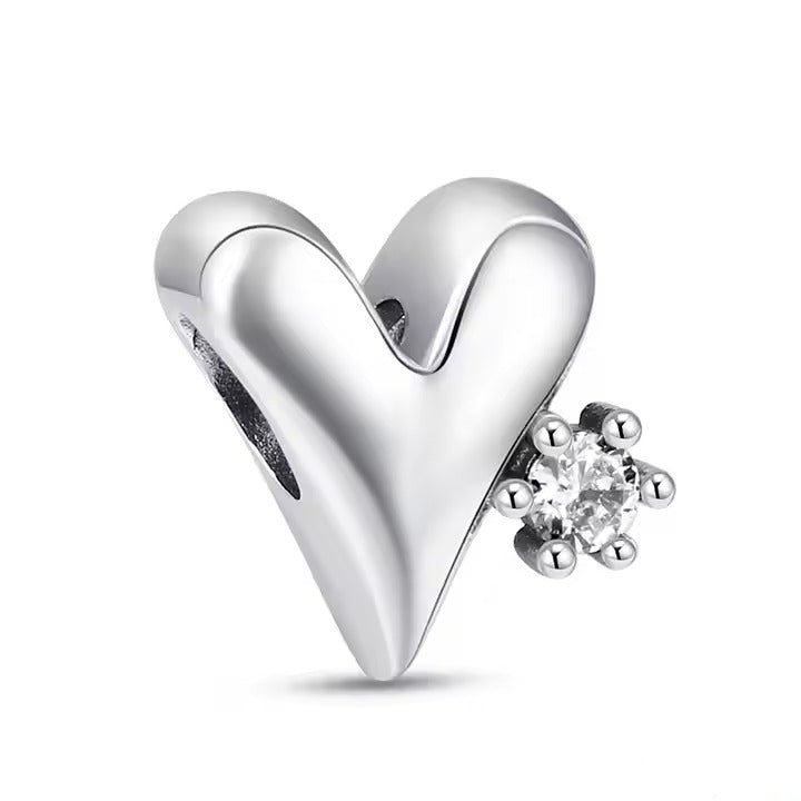 Charm Corazon Plata y Diamante