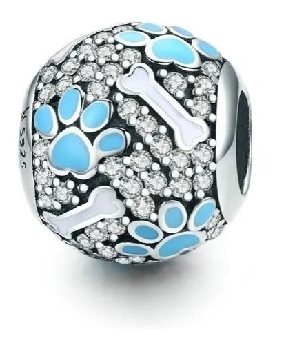 Charm Abalorio Huellas Azules y Huesos