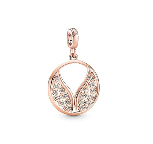 Charm Alas Rosas Doradas con Diamantes