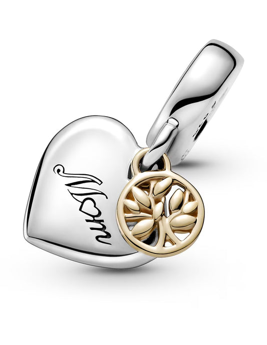 Charm Corazon de Mamá y Arbol Dorado