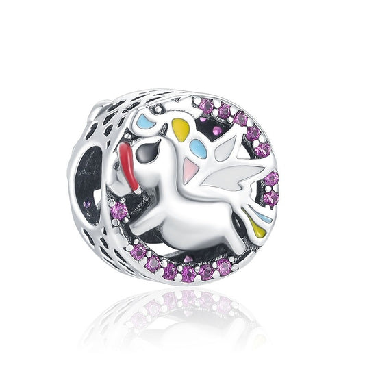 Charm Unicornio y Gemas Rosas