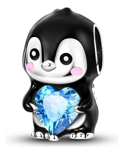Charm Pinguino y Corazon Azul