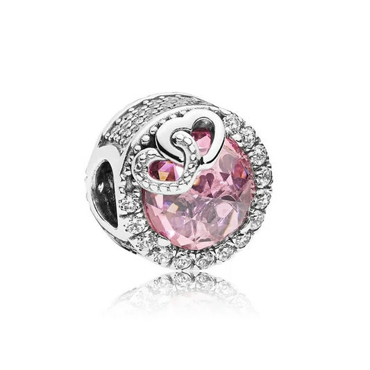 Charm Gema Brilante Rosa y Corazones