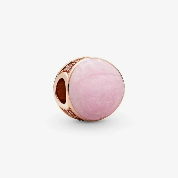 Charm Abalorio Rosa y Dorado