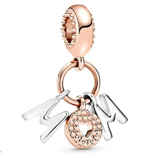 Charm Colgante "Mom" Rosa Oro
