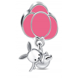 Charm Conejo con Globos Rosas