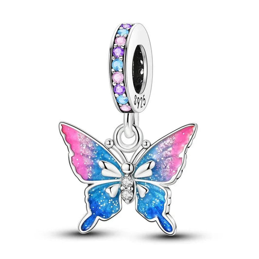 Charm Mariposa Azul y Rosa