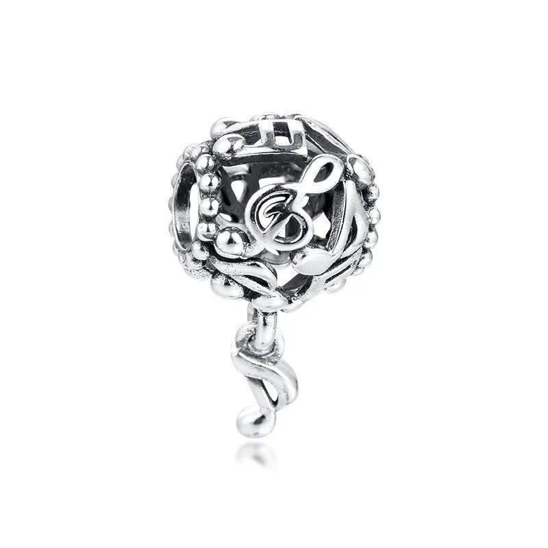 Charm Globo de Notas Musicales Plata