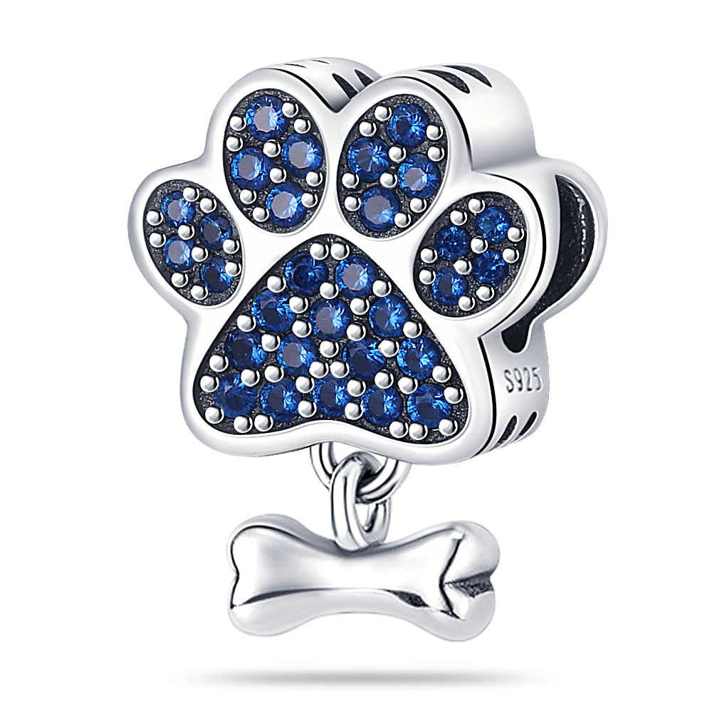 Charm Mascotas Huella Azul Hueso