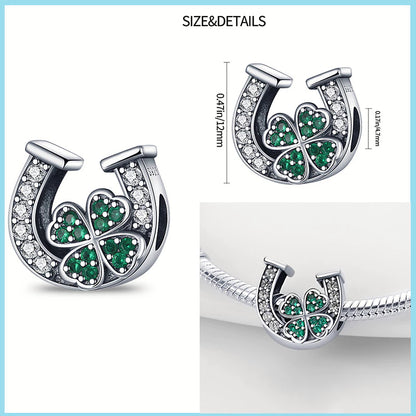 Charm de Herradura y Trebol con cristales verdes