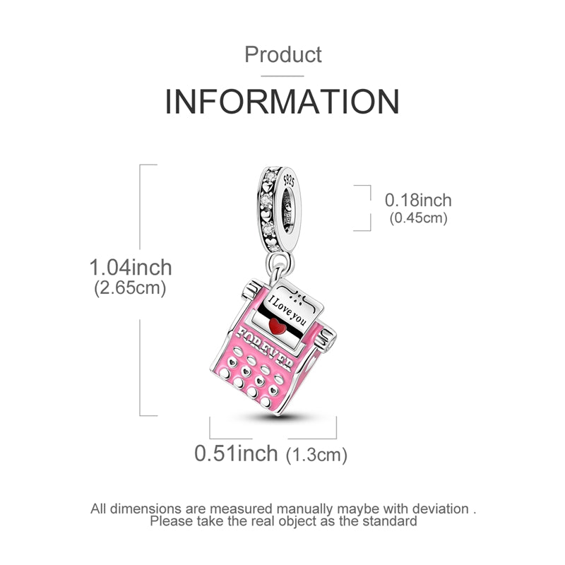 Charm Maquina de Escribir Rosa