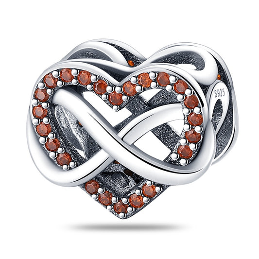 Charm Amor Infinito Con Gemas Rojas