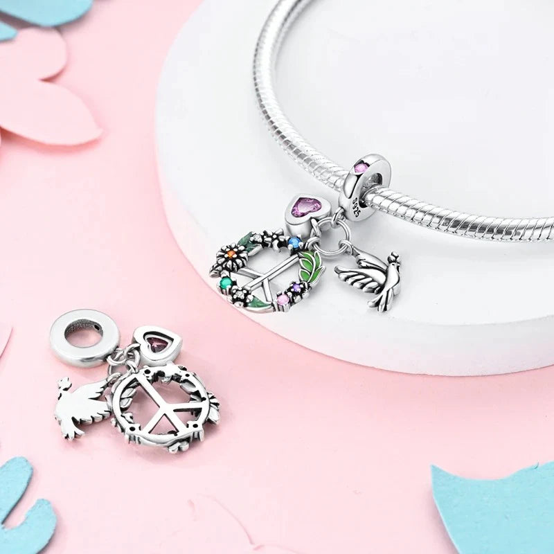 Charm Corazon, Paloma y Simbolo de Paz