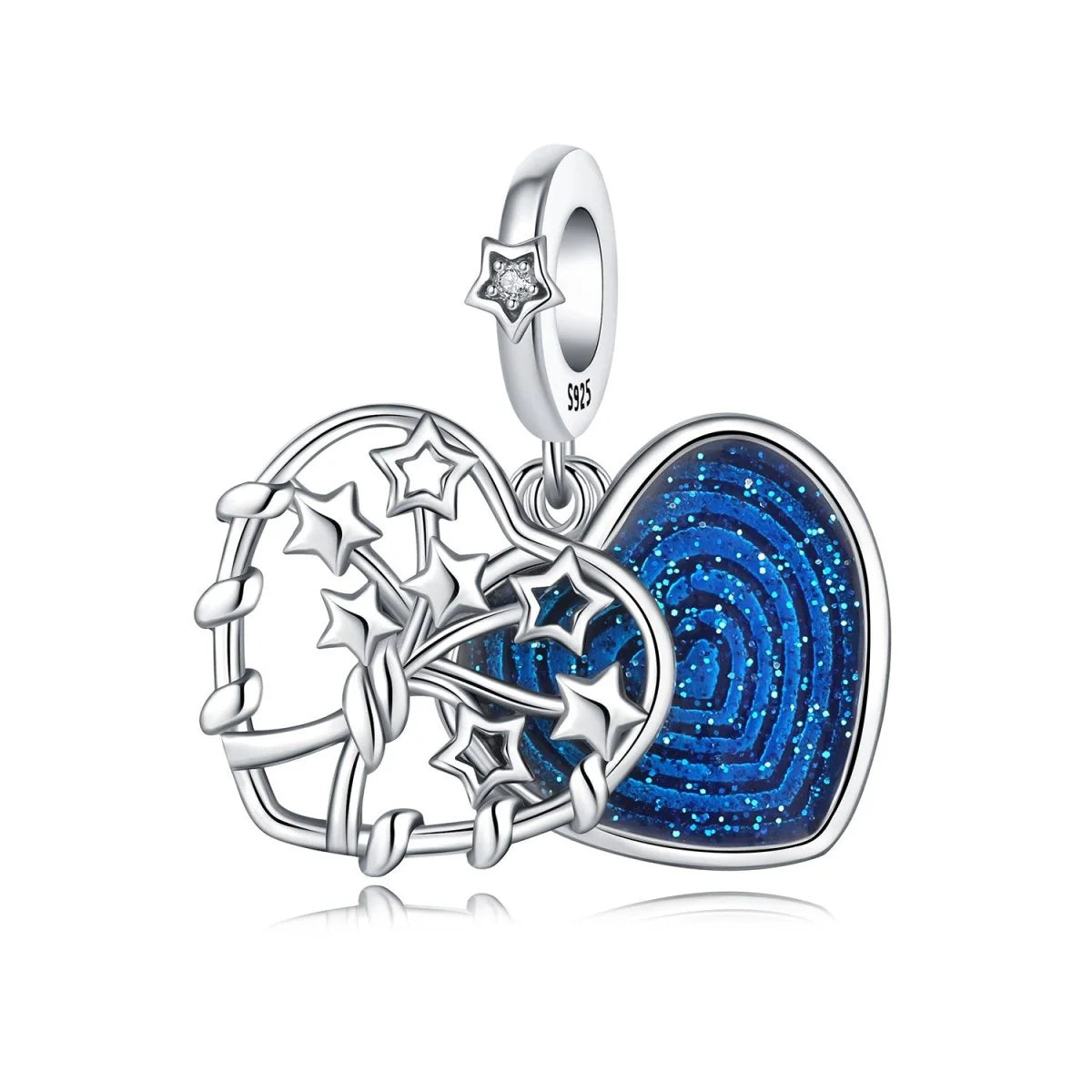 Charm Corazón Azul Estrellado