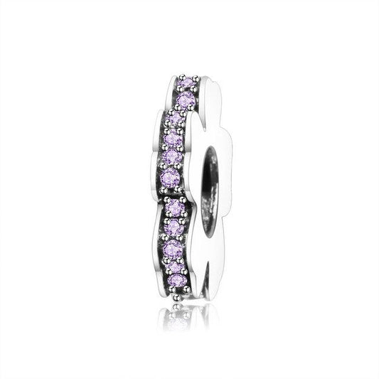 Charm Forma de Flor con Gemas Rosas