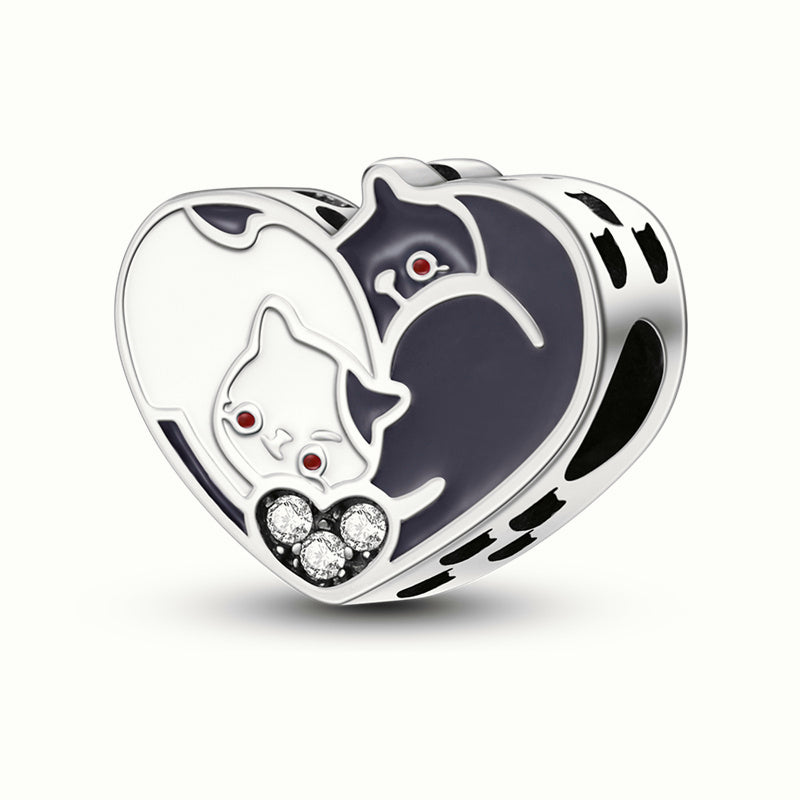 Charm Corazon de Gatitos "Ying Yang"