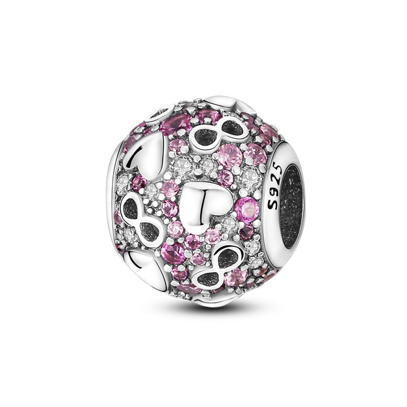 Charm Corazones Infinito Con Gemas Rosas