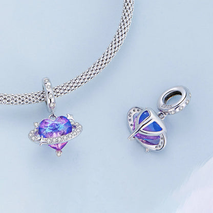 Charm Planeta con Diamante Morado