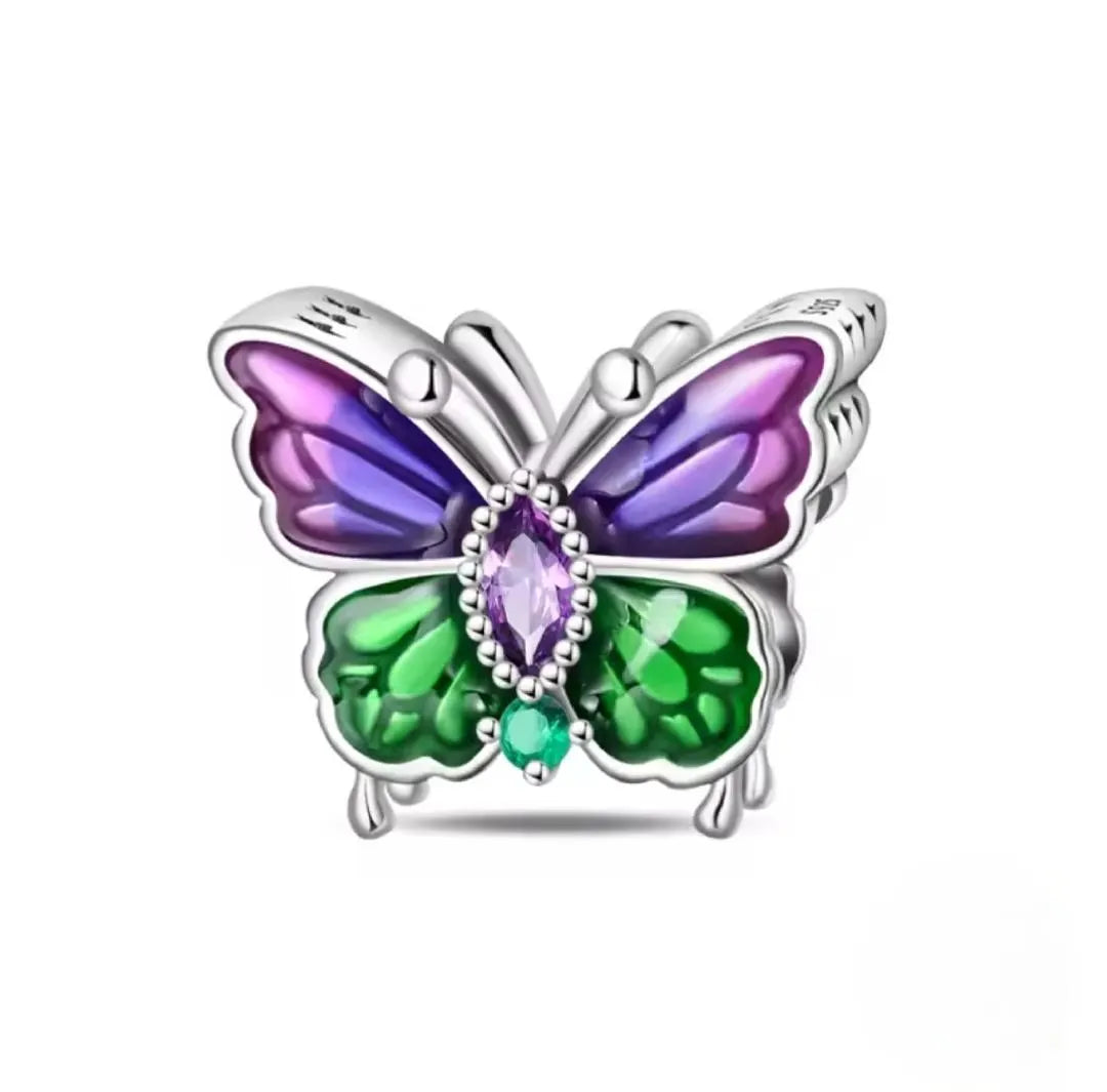 Charm Mariposa Verde con Morado