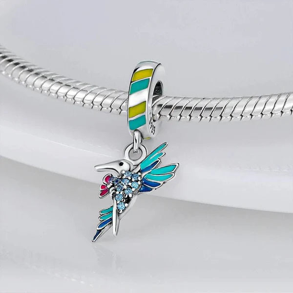 Charm Colibri Azul Diamantado
