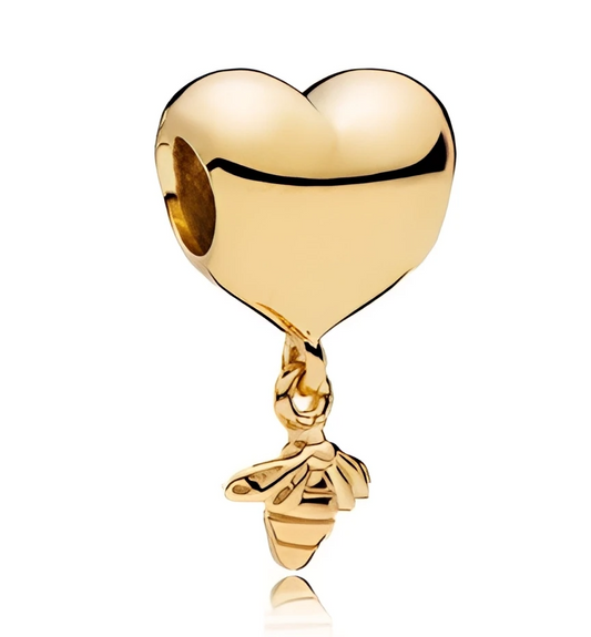 Charm Corazon y Abeja Dorados