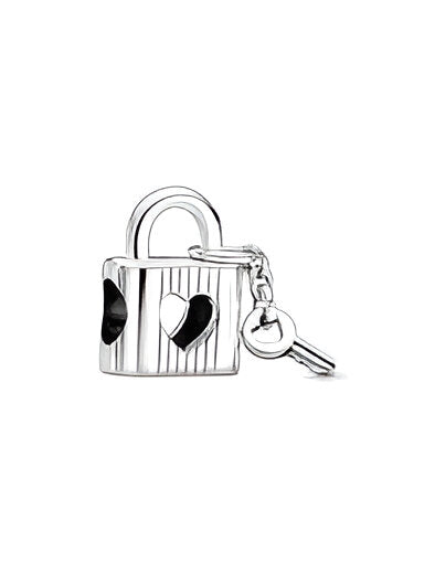Charm Candado y Llave Plateados