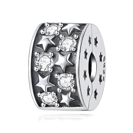 Clip de Seguridad Estrellas Plata y Diamantes