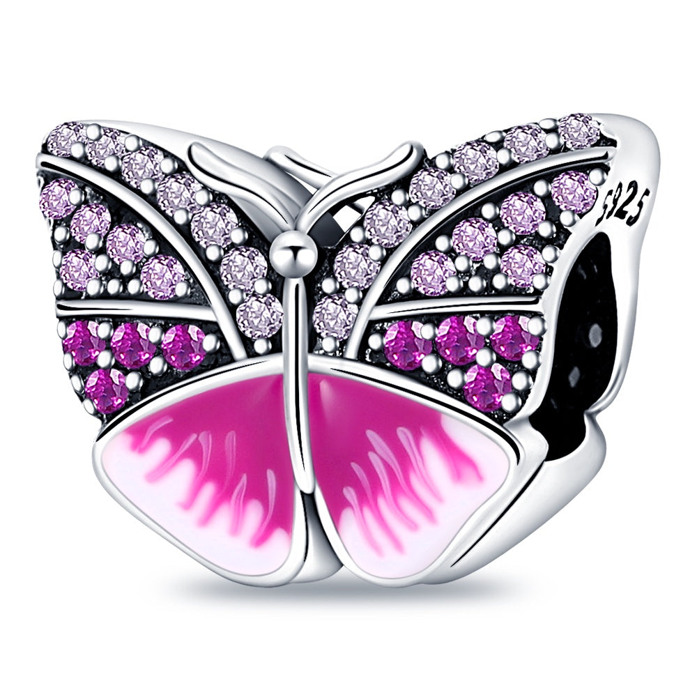 Charm Mariposa con Gemas Rosas