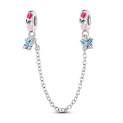 Cadena de Seguridad Mariposa y Rosa