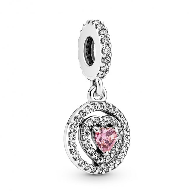 Charm Colgante de Corazón con Doble Halo Brillante