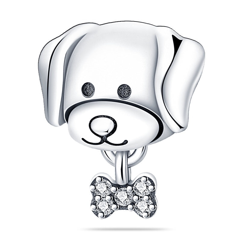 Charm Perro Mascota con Hueso Diamantado