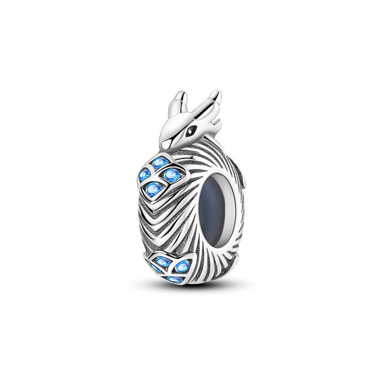 Charm Dragon Plata y Gema Azul