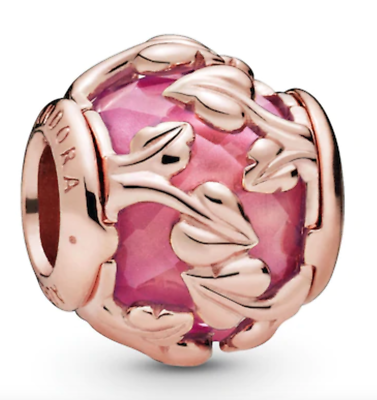 Charm Abalorio Hojas Rosas Oro