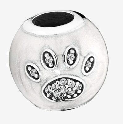 Charm Abalorio Huella de Mascota Plata