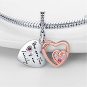 Charm Doble Corazón de Mom Diamantado