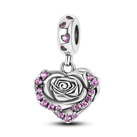 Charm Corazon de Rosa Diamantada