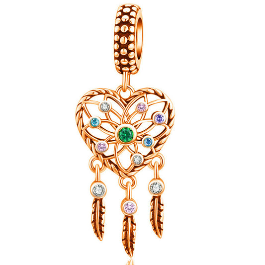 Charm Atrapasueños Corazon Encantado Rosa Oro