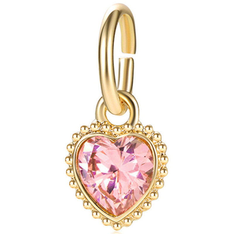 Charm Colgante Dorado con Corazon Rosa