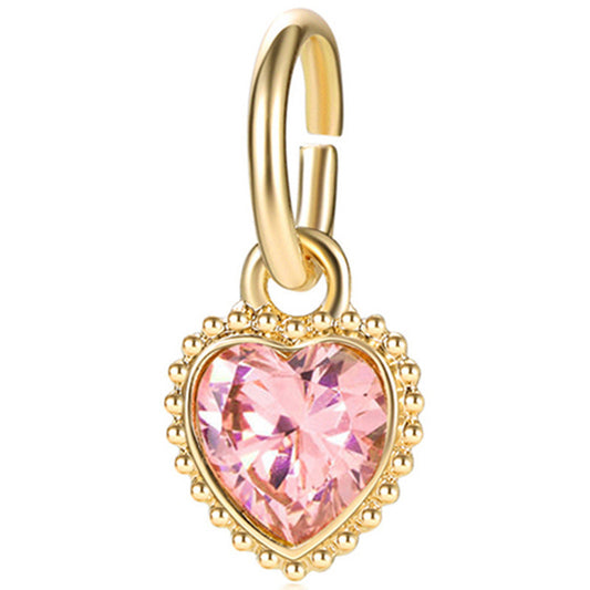 Charm Colgante Dorado con Corazon Rosa