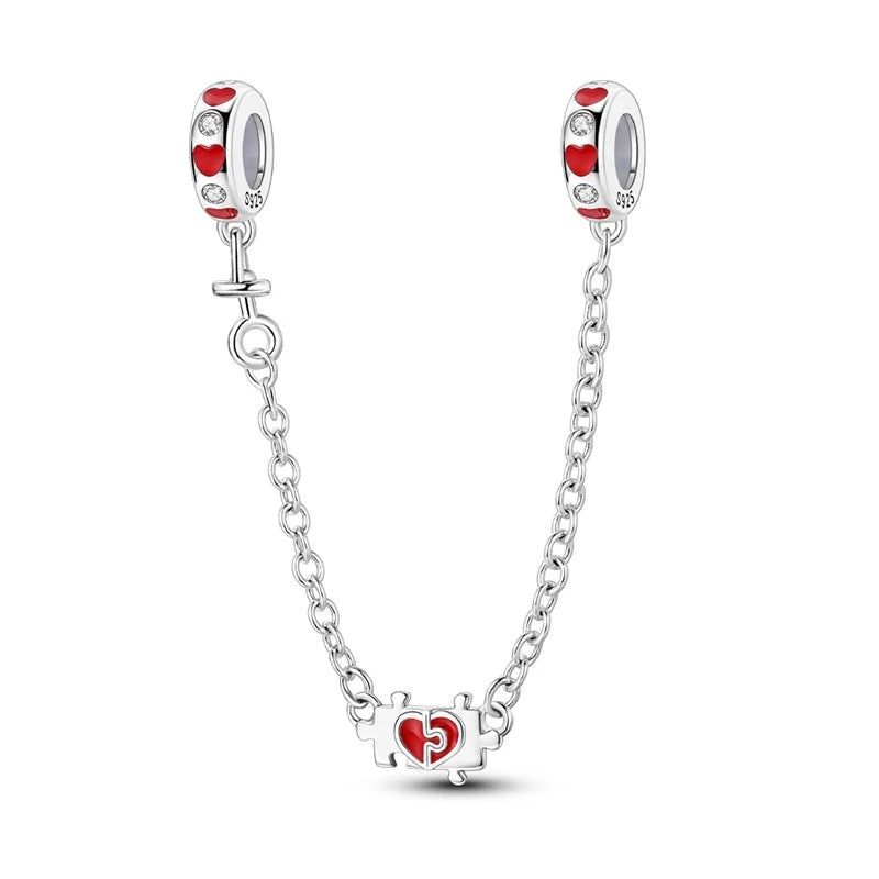 Cadena de Seguridad Corazones Rojos